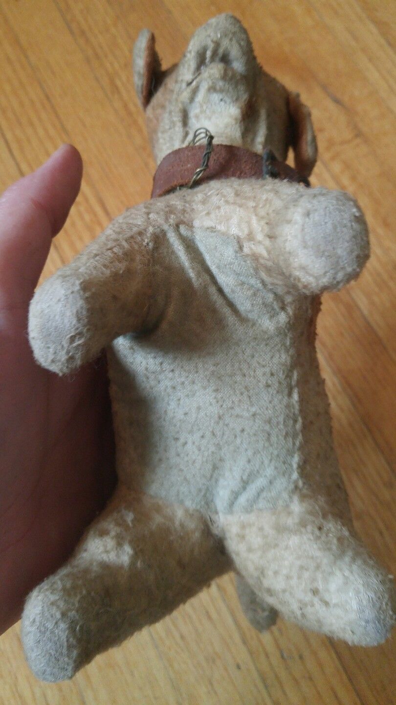 Antique primitive dog toy stuffed animal steiff? unknown make 1920s vintage