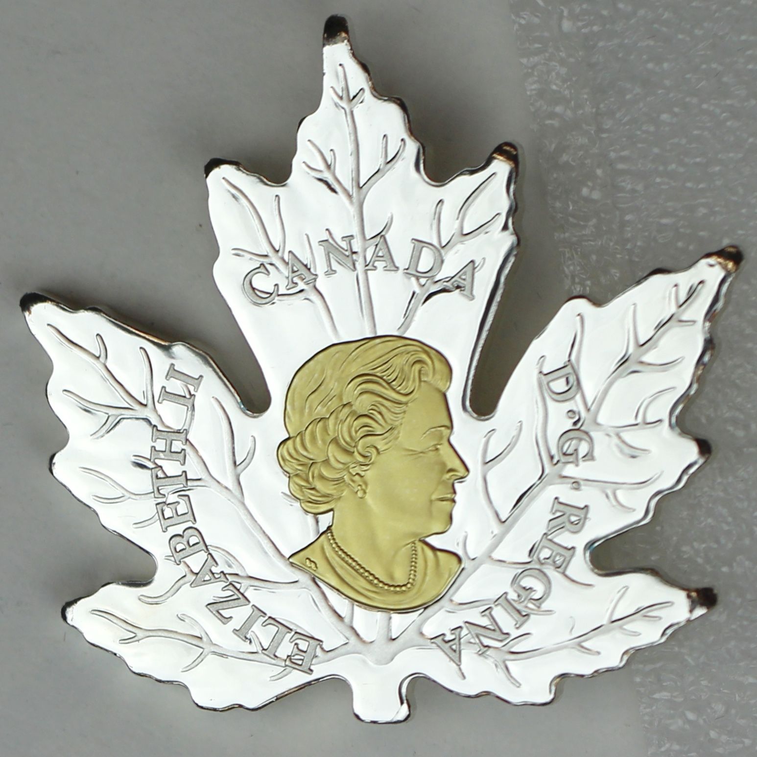 2017 $20 Gilded Silver Maple Leaf Shaped 1 oz. Pure Silver Gold-Plated Coin