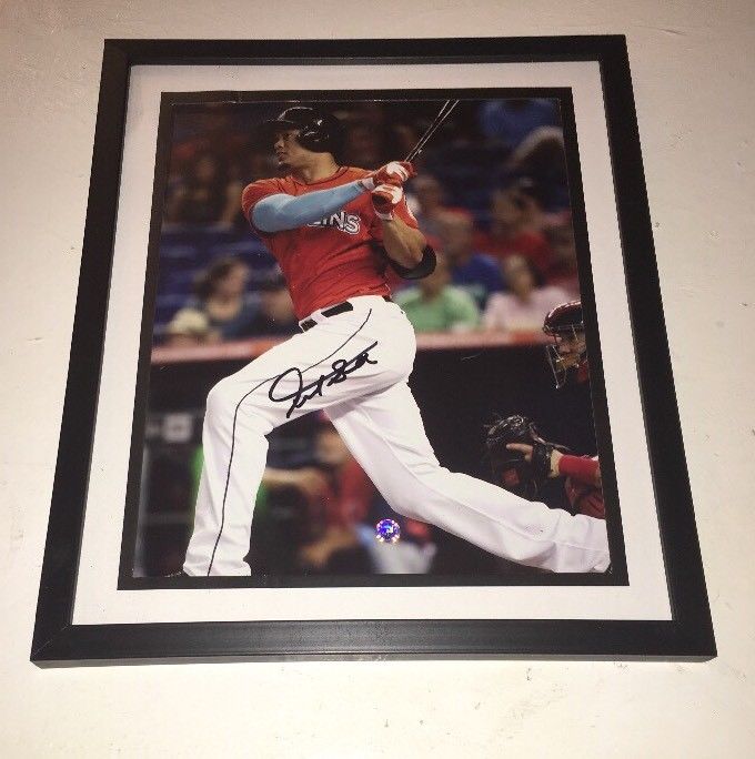 Giancarlo Stanton AUTO Autographed Framed 8x10 Photo MLB Hologram (JSA PSA)