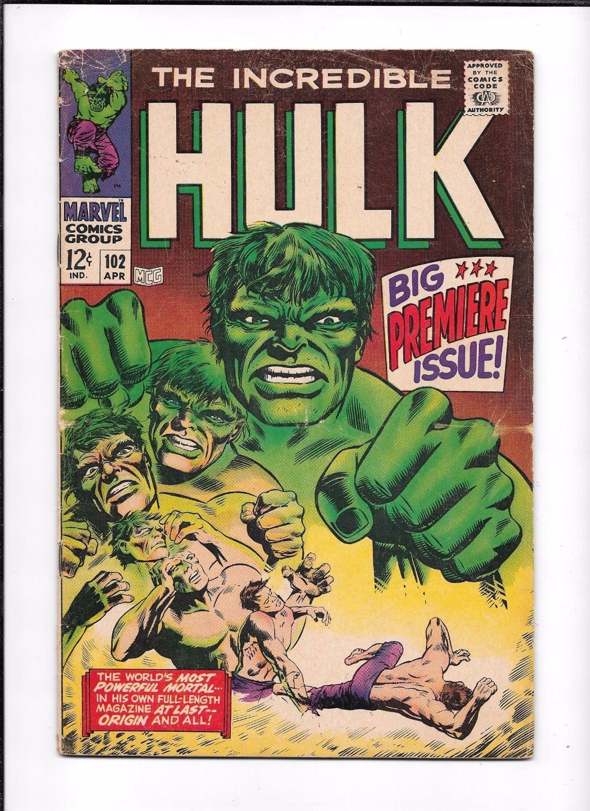 THE INCREDIBLE HULK #102 ==> VG/FN START OF HIS OWN SERIES MARVEL COMICS 1968