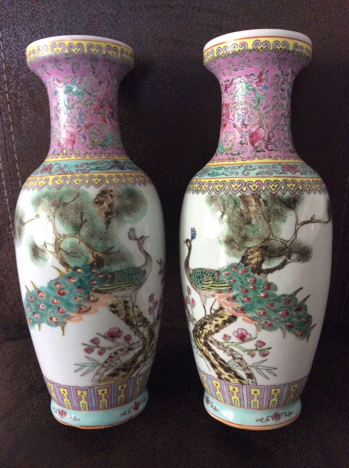 Beautiful Old Chinese Famille Rose Vases Republic Period