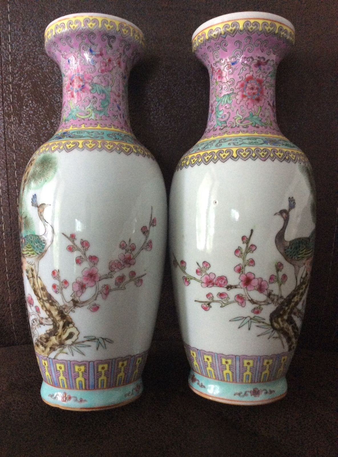 Beautiful Old Chinese Famille Rose Vases Republic Period