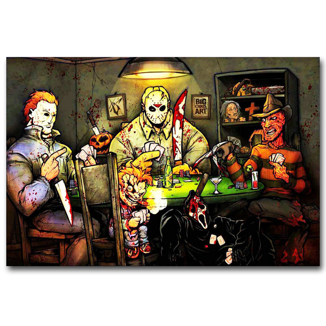 Freddy VS Jason Movie Funny Art Silk Canvas Poster Print 12x18 24x36 inch
