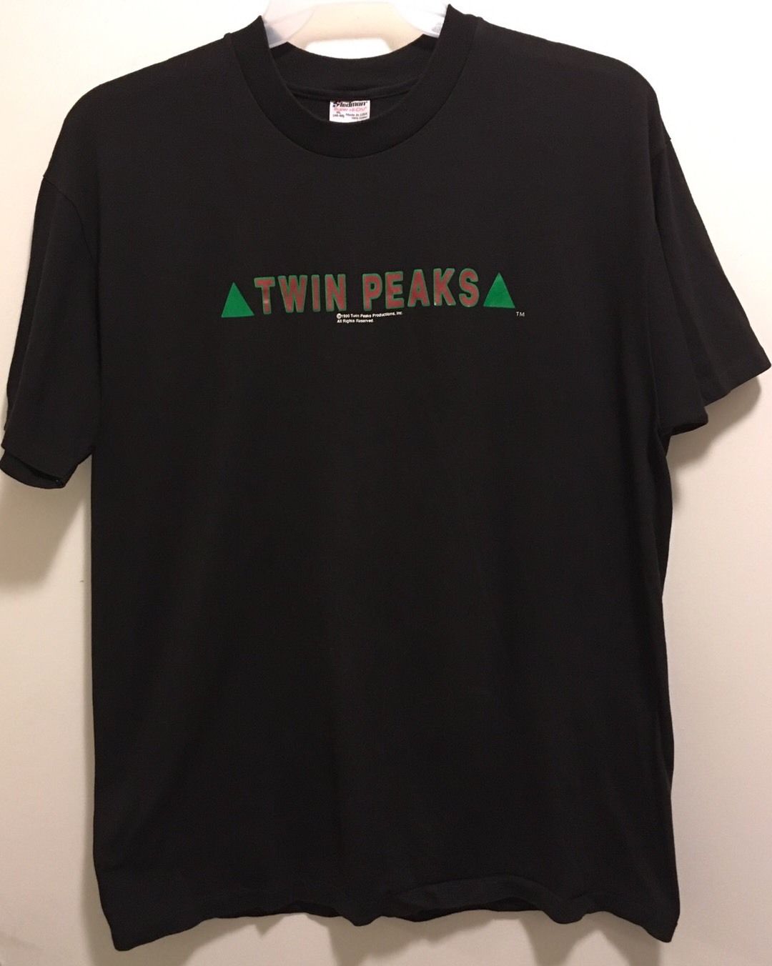 New Authentic Rare Vintage Twin Peaks 1990 TV Show Logo Black T-Shirt XL (46-48)