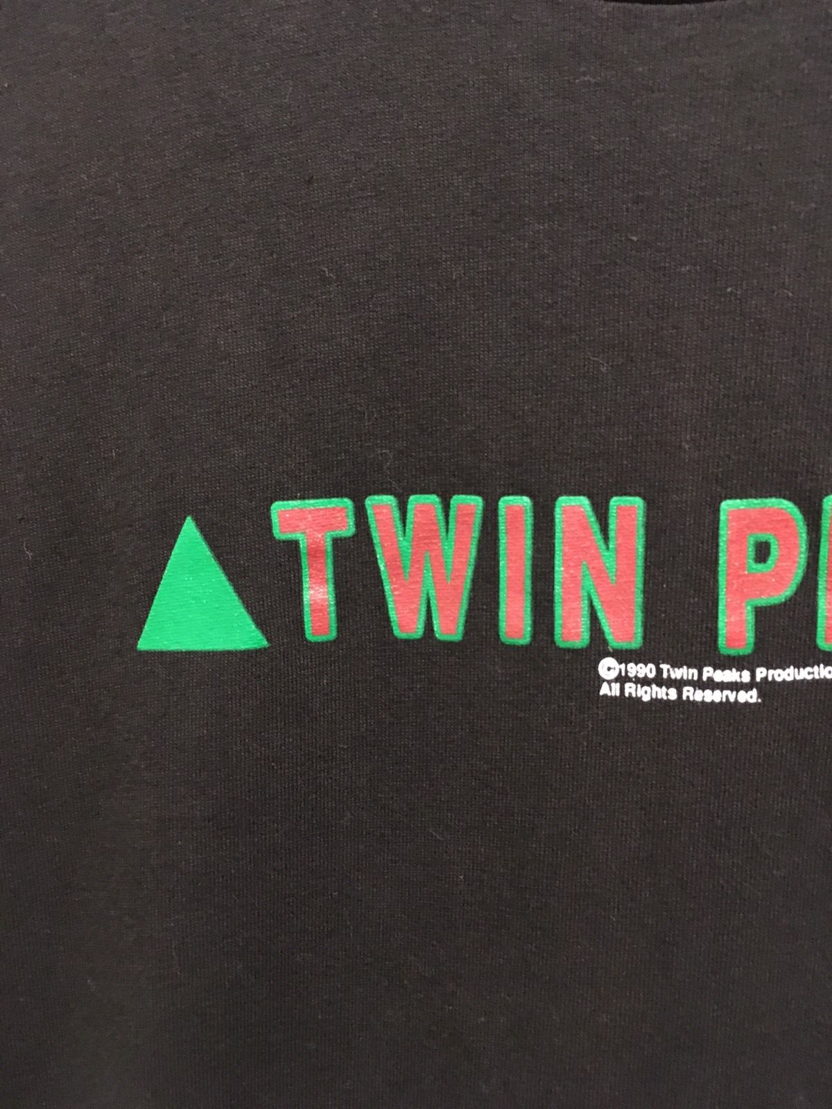 New Authentic Rare Vintage Twin Peaks 1990 TV Show Logo Black T-Shirt XL (46-48)