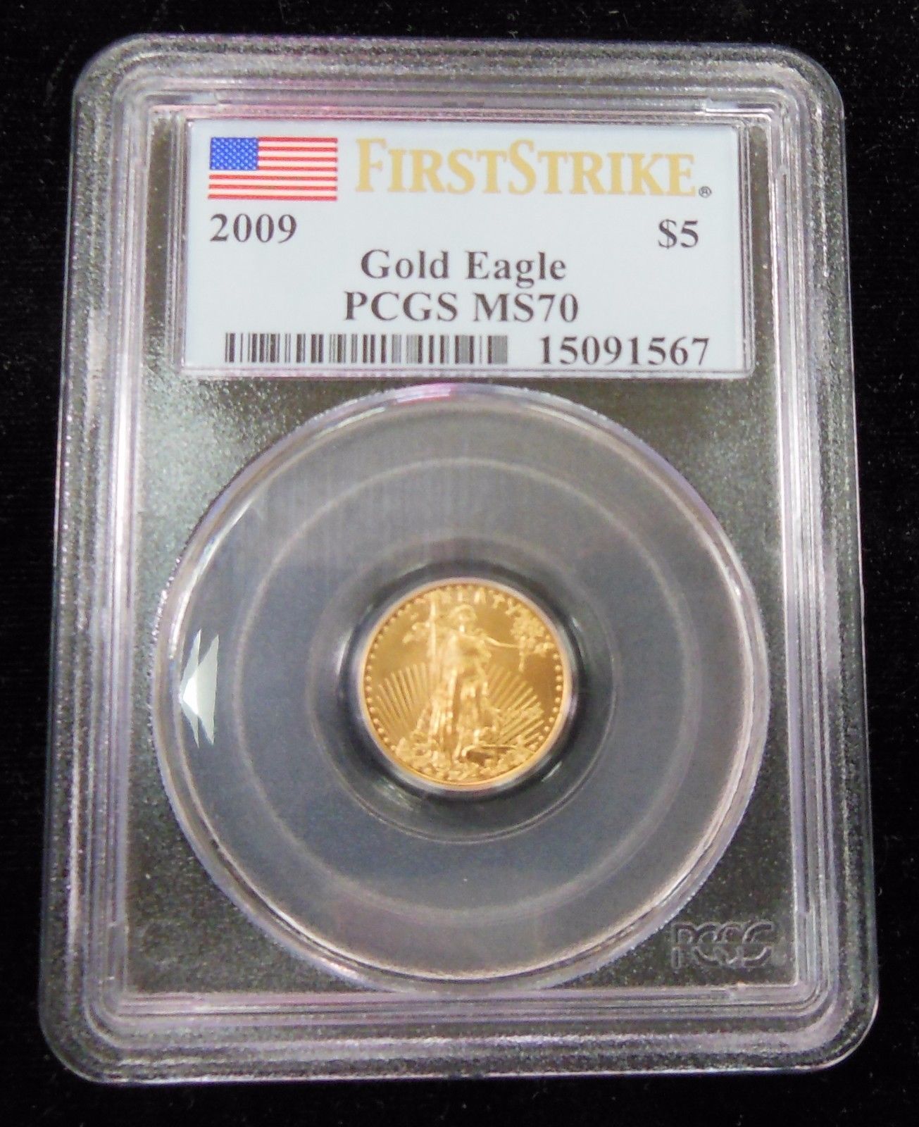 2009 American Gold Eagle $5 1/10 oz PCGS MS70 Perfect First Strike