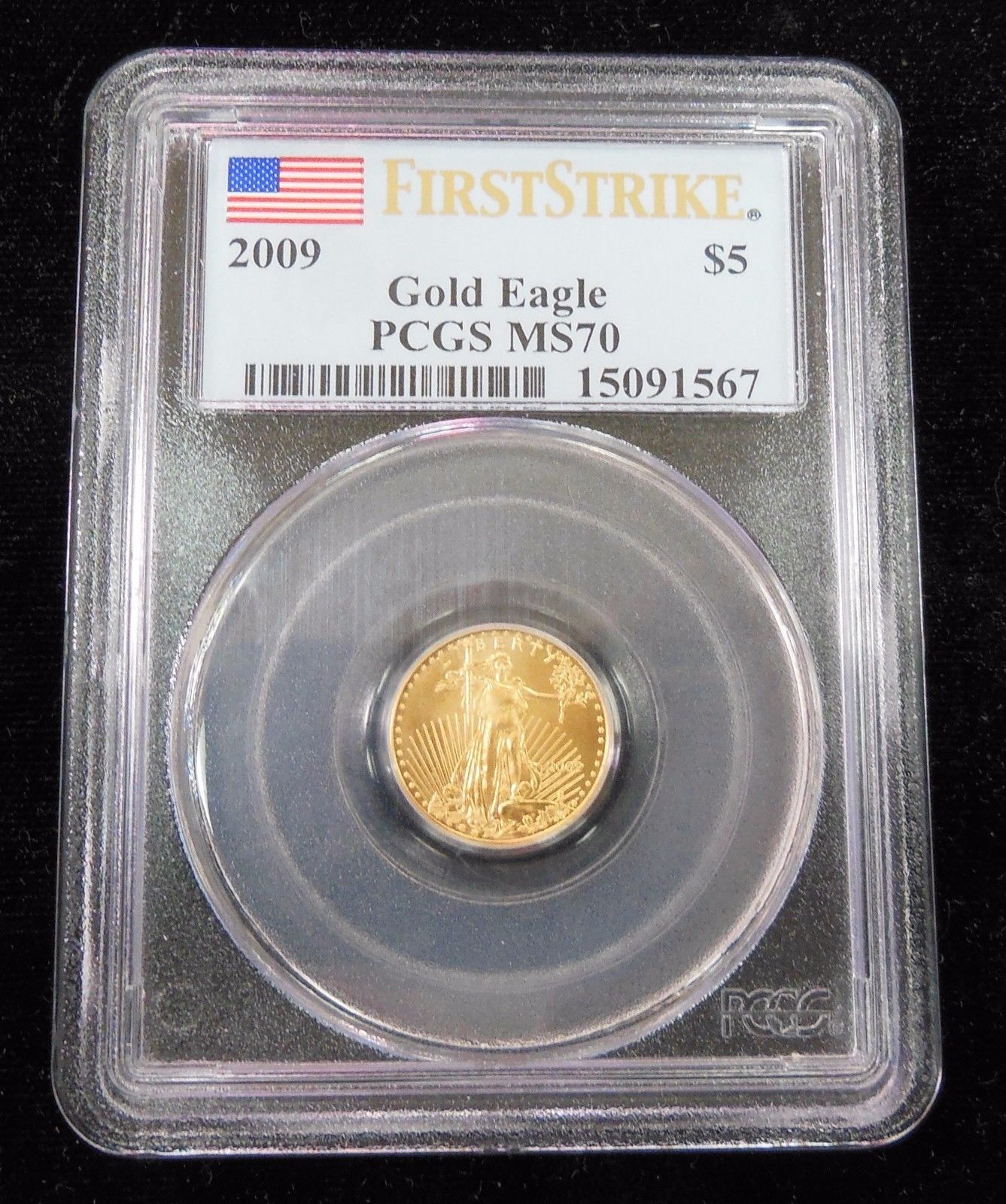 2009 American Gold Eagle $5 1/10 oz PCGS MS70 Perfect First Strike