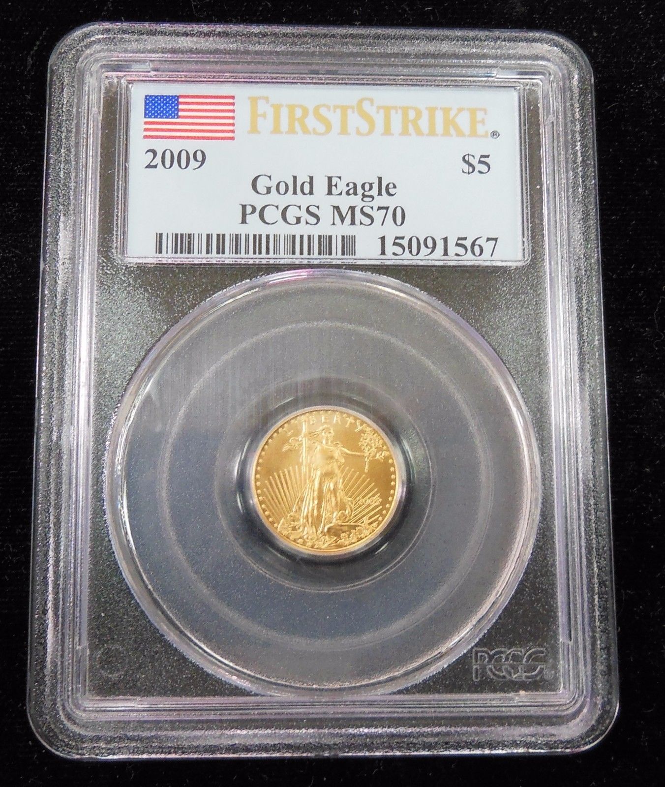 2009 American Gold Eagle $5 1/10 oz PCGS MS70 Perfect First Strike