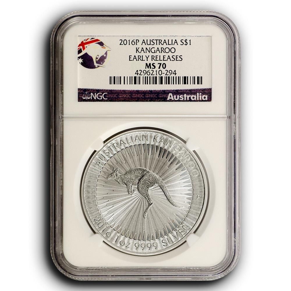 2016 P Kangaroo NGC MS70 Early Releases Australia 1 oz Silver Coin