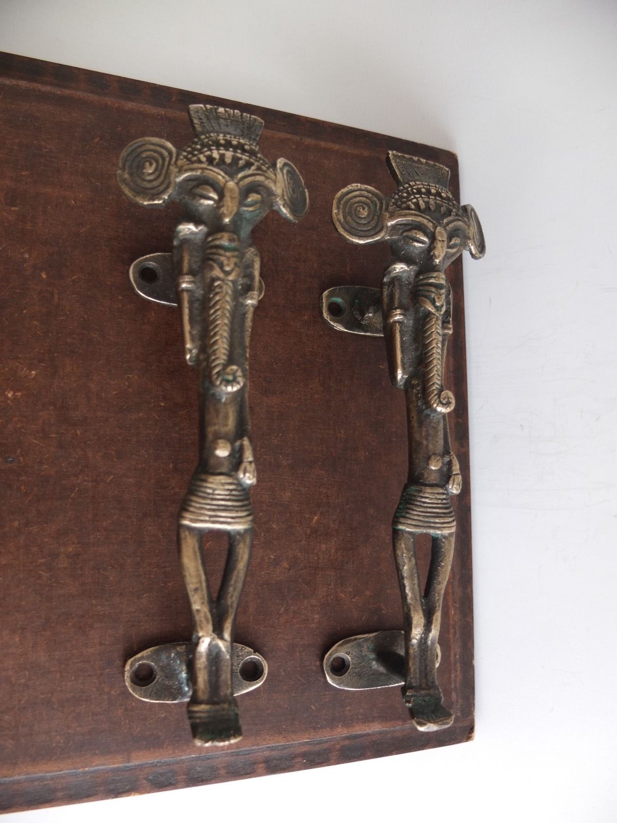 VINTAGE ANTIQUE STYLE ELEPHANT SOLID BRASS PAIR OF DOOR HANDLES PULLS