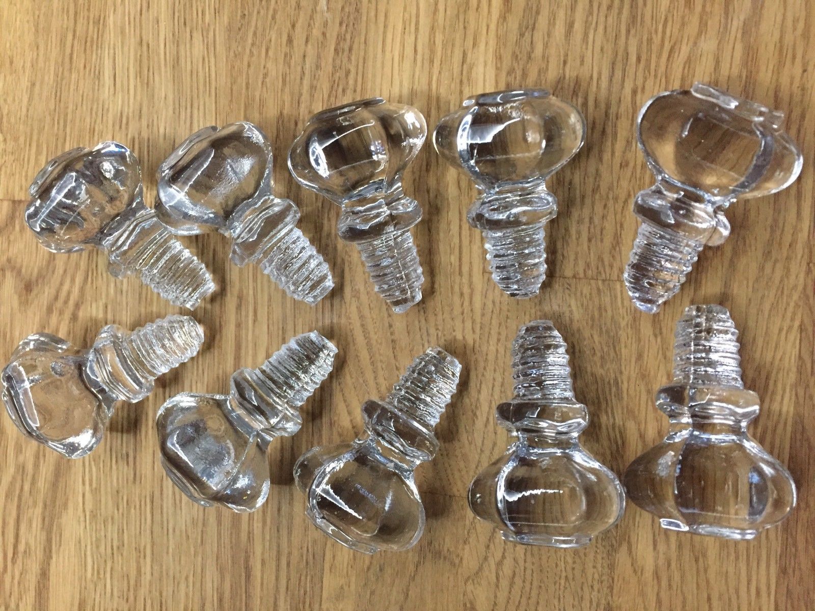 10 Antique Glass drawer or cupboard door Handles