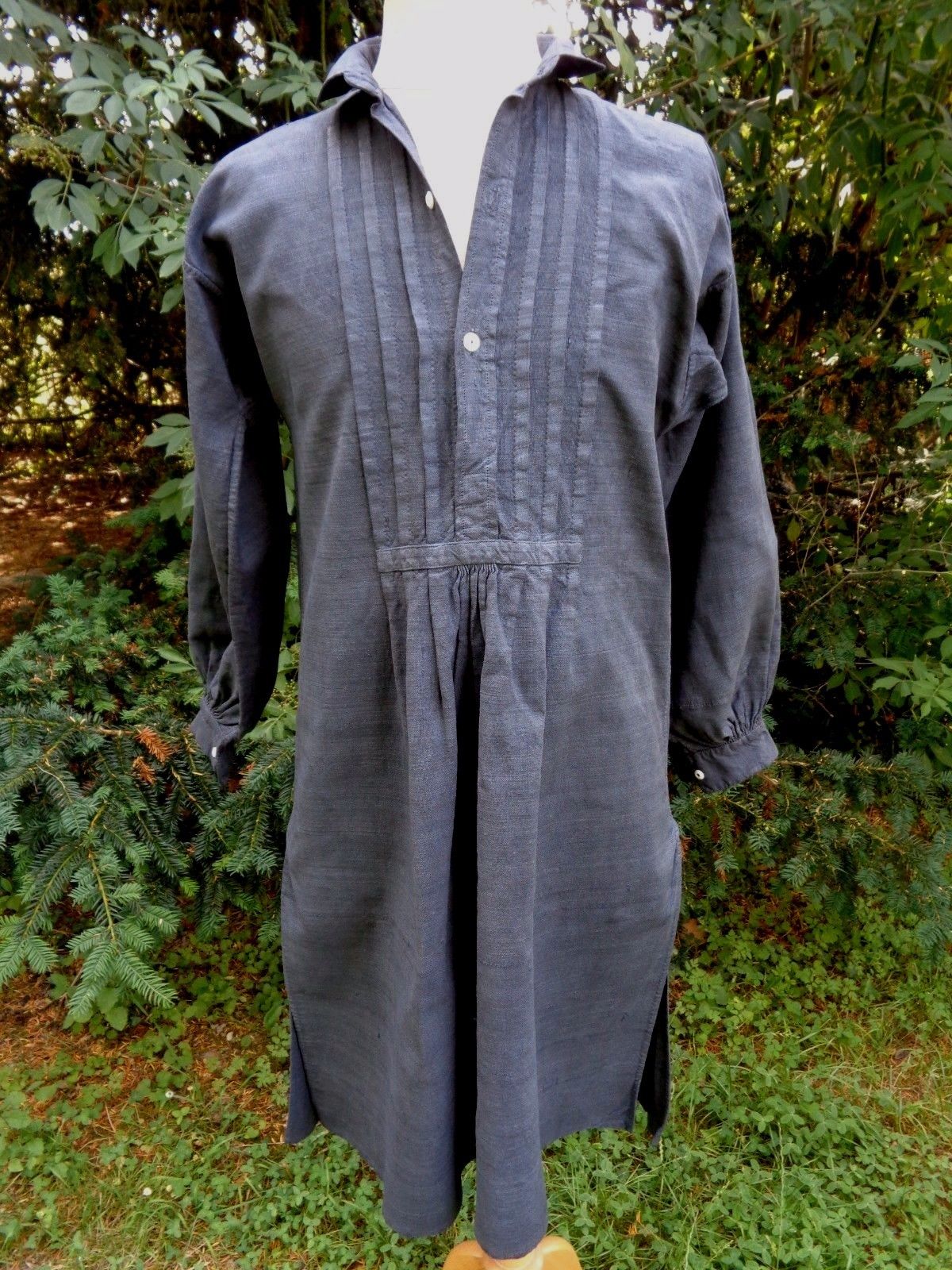 ANTIQUE FRENCH LINEN HEMP SHIRT TUNIC DRESS WORK CHORE 19th