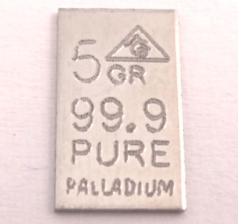 Palladium Bullion 5 Size = 0,324 grams (99,9 Fine Palladium Bullion Pd Palladium) New