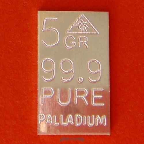 Palladium Bullion 5 Size = 0,324 grams (99,9 Fine Palladium Bullion Pd Palladium) New