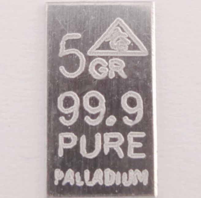 Palladium Bullion 5 Size = 0,324 grams (99,9 Fine Palladium Bullion Pd Palladium) New