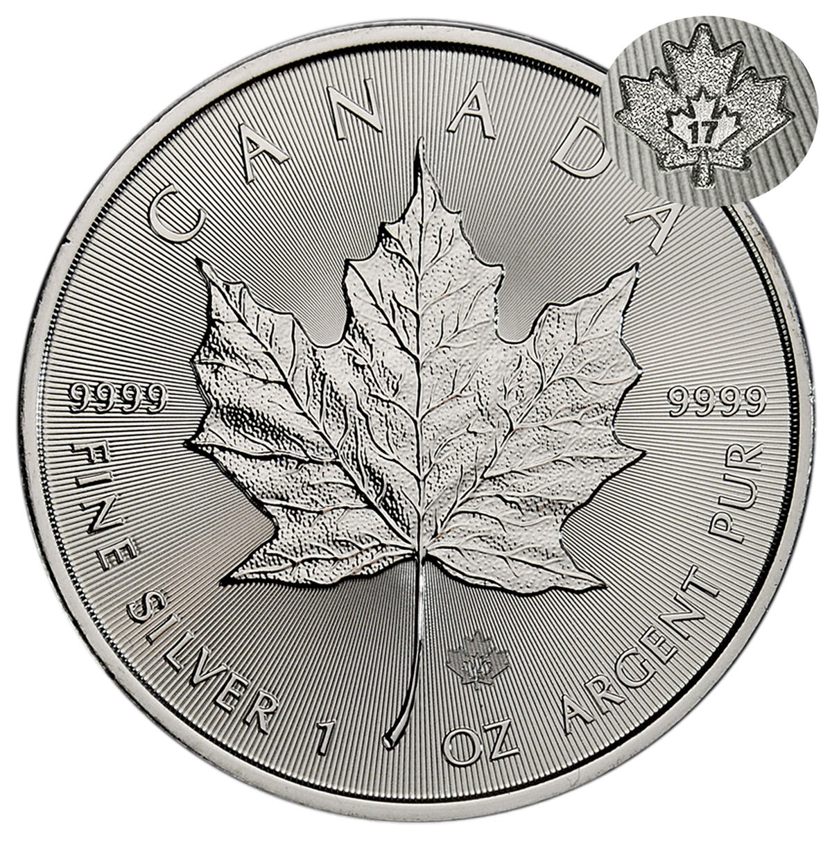 2017 Canada $5 1 oz. Silver Maple Leaf Roll of 25 Coins SKU44169