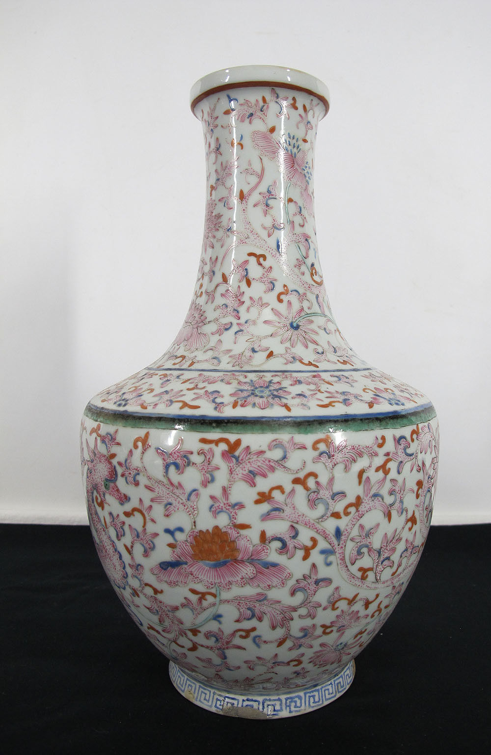 Qing Republican Qianlong Mark famille Rose Porcelain Dragon Phoenix Vase NR yqz