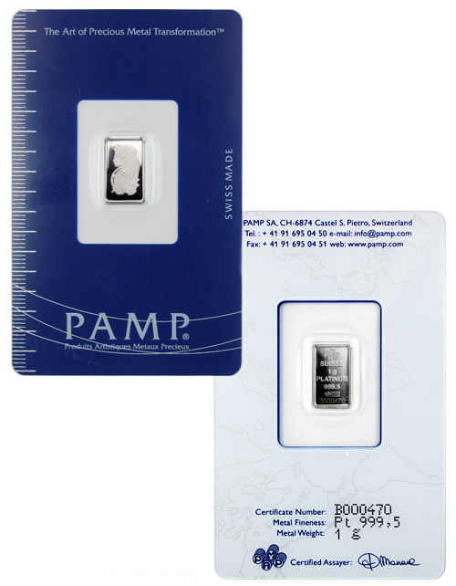 PAMP Suisse 1 gram Platinum Bar (Sealed with Assay Certificate) SKU29093