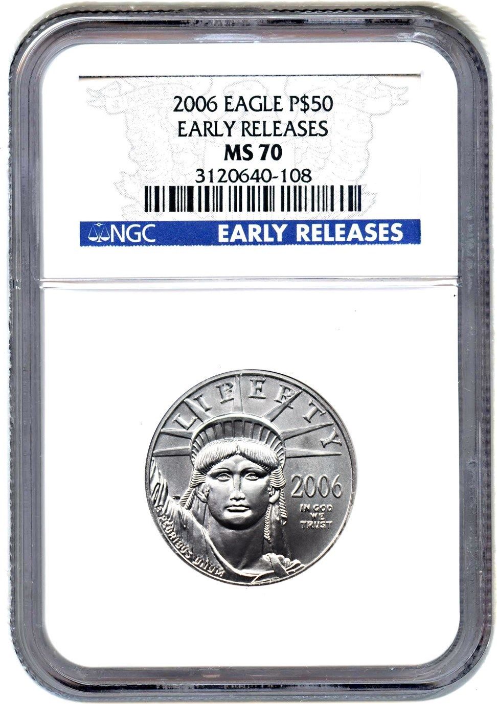 2006 Platinum Eagle $50 NGC MS70 (Early Releases) Statue Liberty 1/2 oz