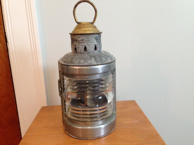 Vintage Galvanized Brass and Chrome Kerosene and Electric Lantern