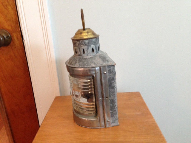 Vintage Galvanized Brass and Chrome Kerosene and Electric Lantern