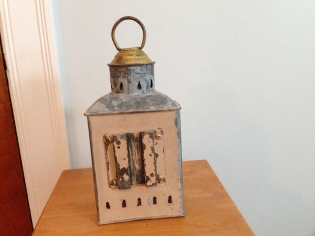 Vintage Galvanized Brass and Chrome Kerosene and Electric Lantern