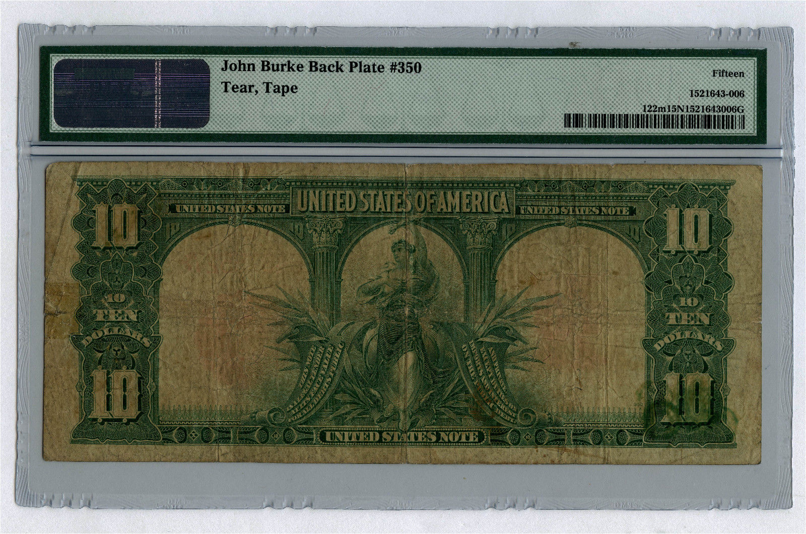 1901 Buffalo Large Size $10 United States Note Fr#122 MULE PMG CH Fine 15 Net