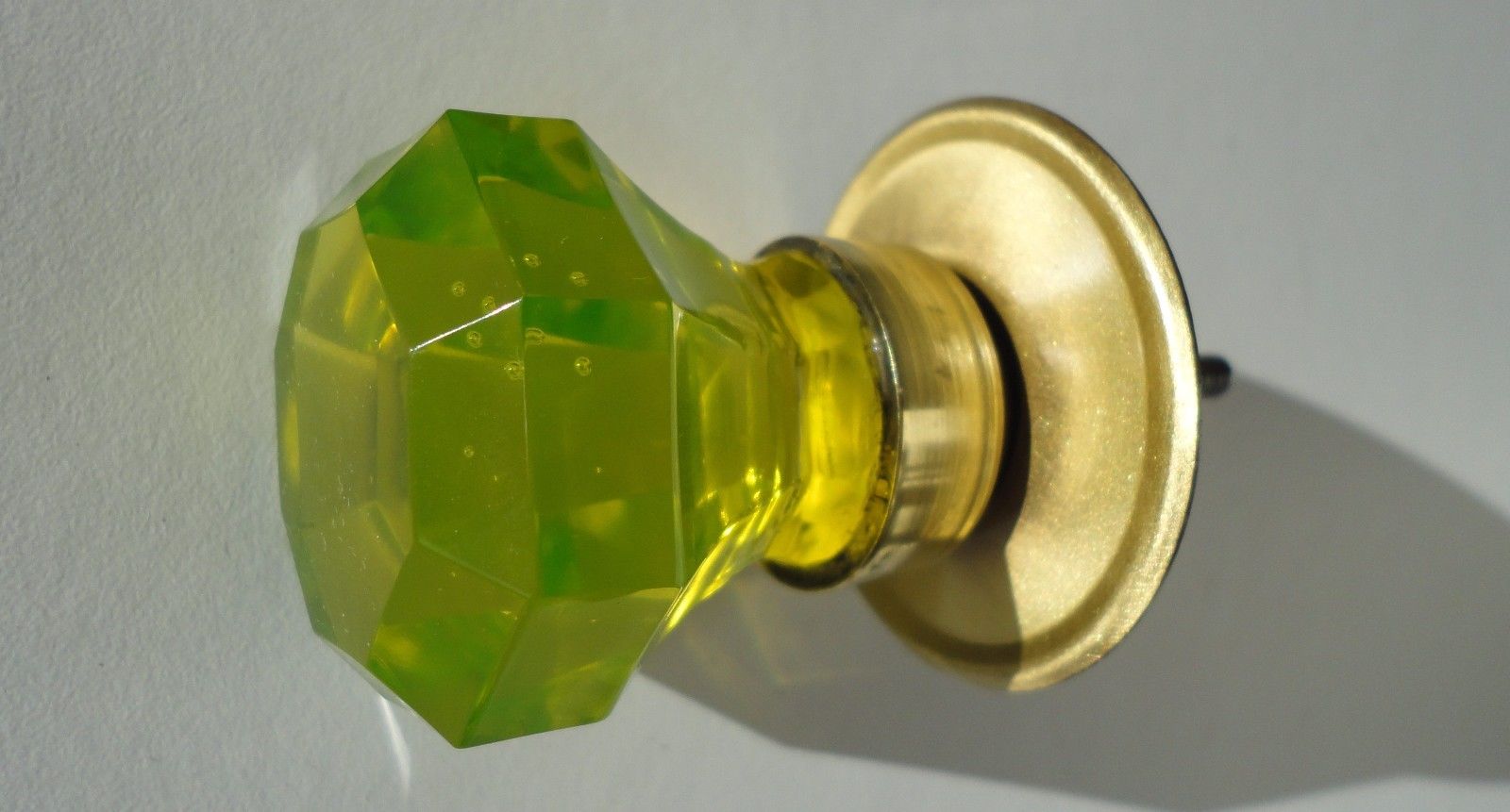 ANTIQUE Drawer KNOB  - URANIUM GREEN Glass - VICTORIAN ERA Pulls Handles