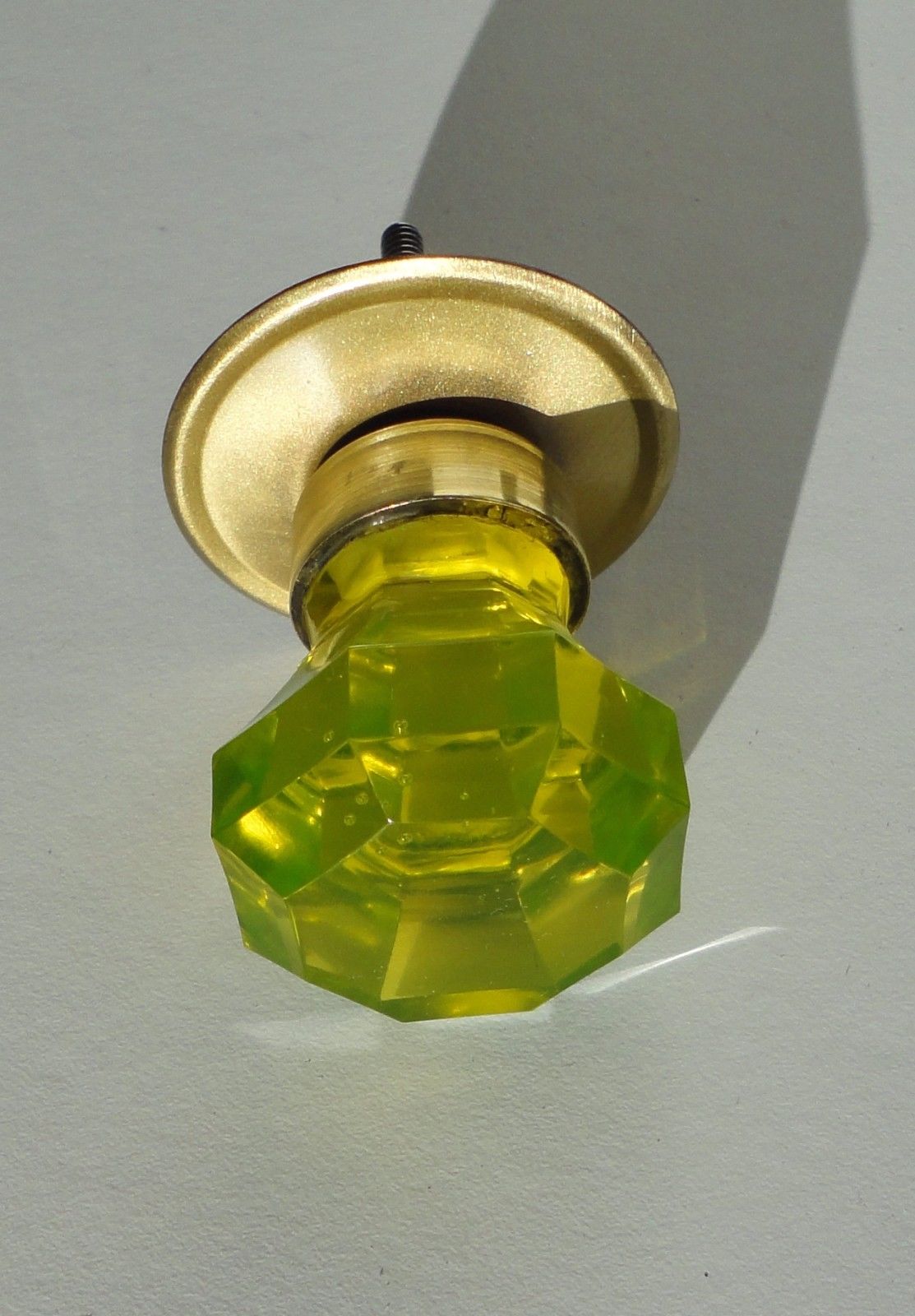 ANTIQUE Drawer KNOB  - URANIUM GREEN Glass - VICTORIAN ERA Pulls Handles