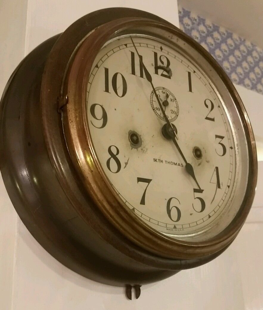 Antique Seth Thomas Ship Clock Maritime Rail Road Clock 8"