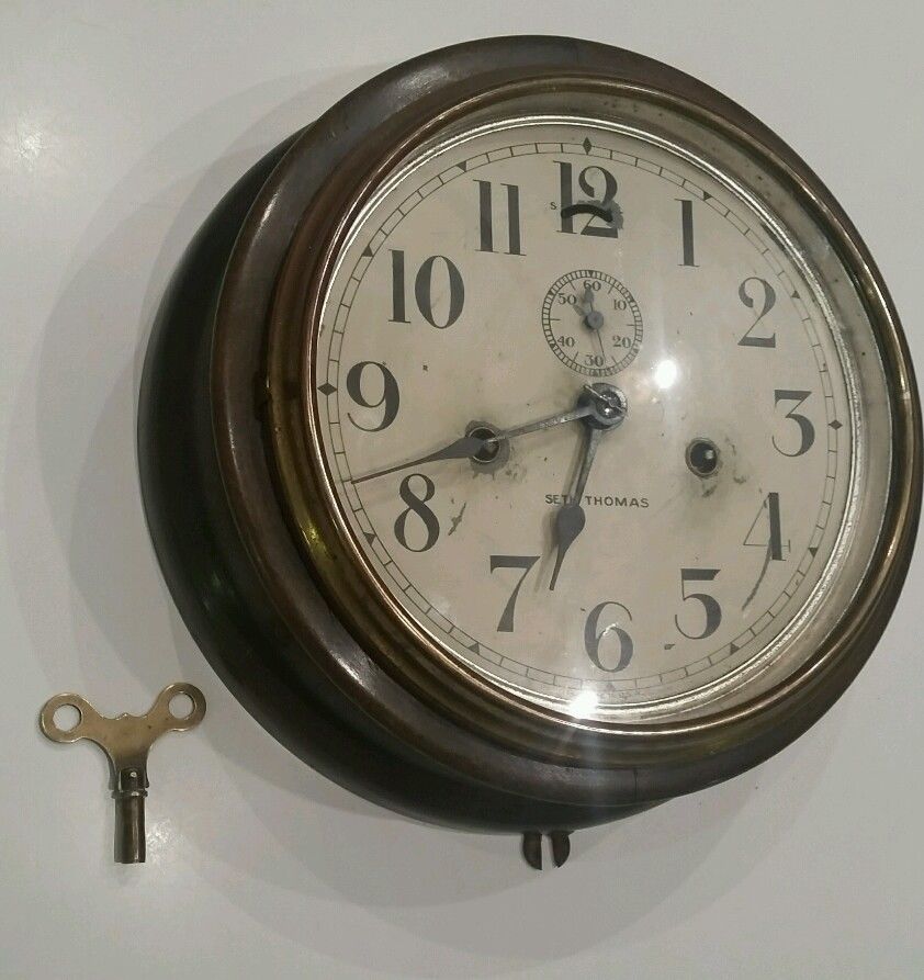 Antique Seth Thomas Ship Clock Maritime Rail Road Clock 8"