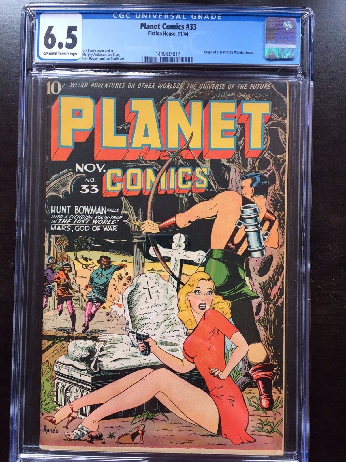 PLANET COMICS #33 CGC FN+ 6.5; OW-W; rare; classic GGA cover!