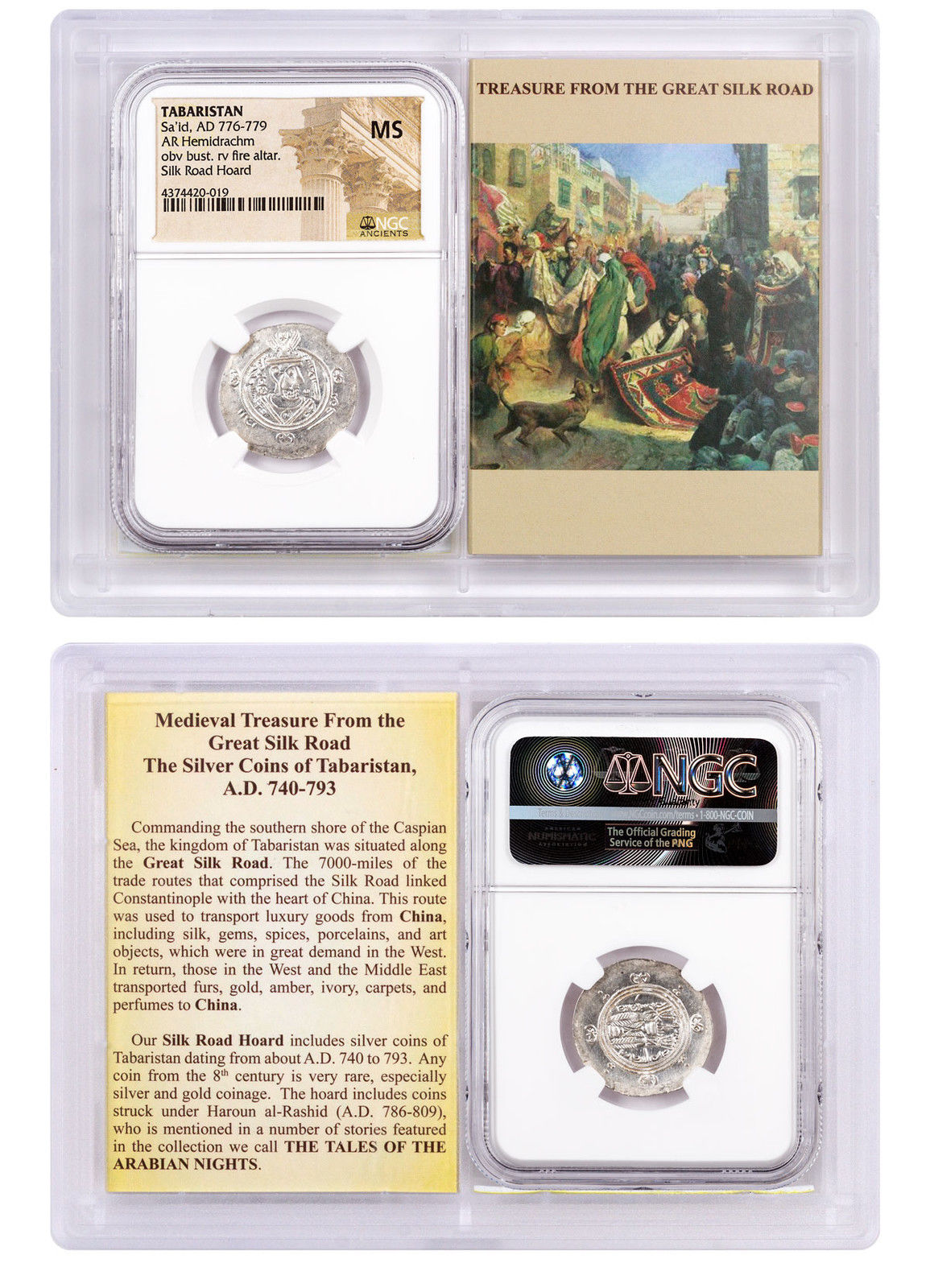 Tabaristan, Silver Hemidrachm Sa'id Silk Road Hoard NGC MS Story Vault SKU46883