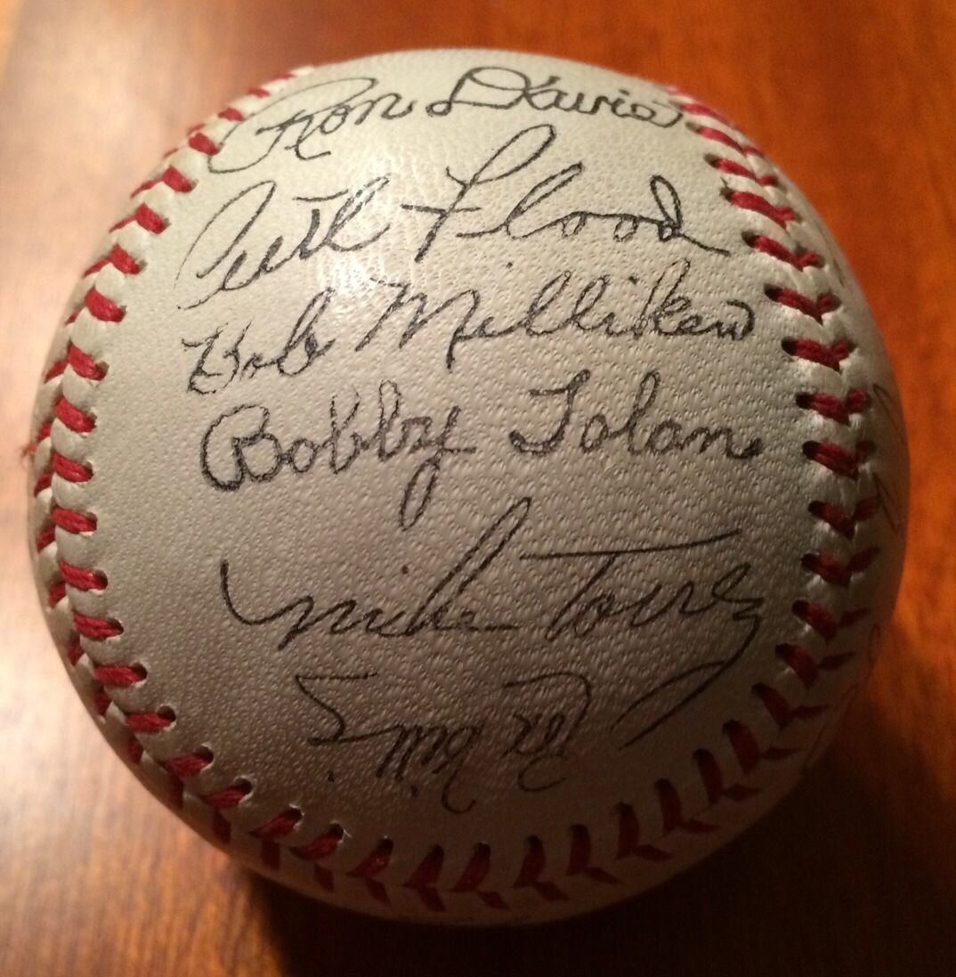 St. Louis Cardinals 1968 Team Signed Facsimile Baseball Roger Maris Curt Flood