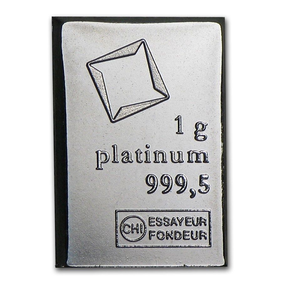 (2) 1 GRAM VALCAMBI .9995 FINE PLATINUM BULLION BAR FROM NEW SHEET OF 50