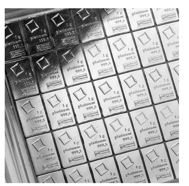 (2) 1 GRAM VALCAMBI .9995 FINE PLATINUM BULLION BAR FROM NEW SHEET OF 50