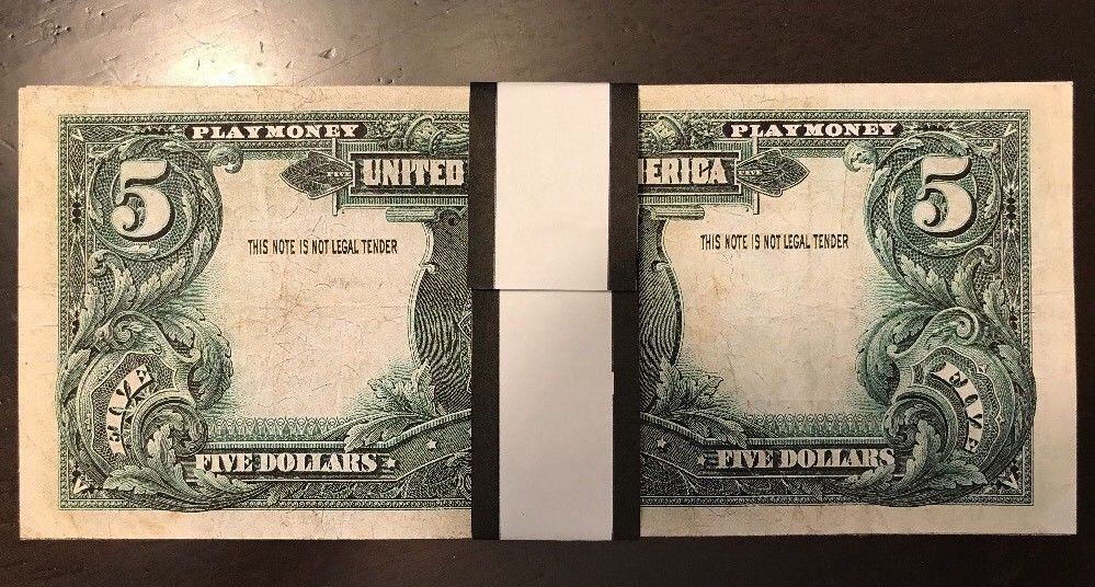 $100 In 1899 $5 Bills Prop/Play Money Silver Certificate Act. Size Indian Chief