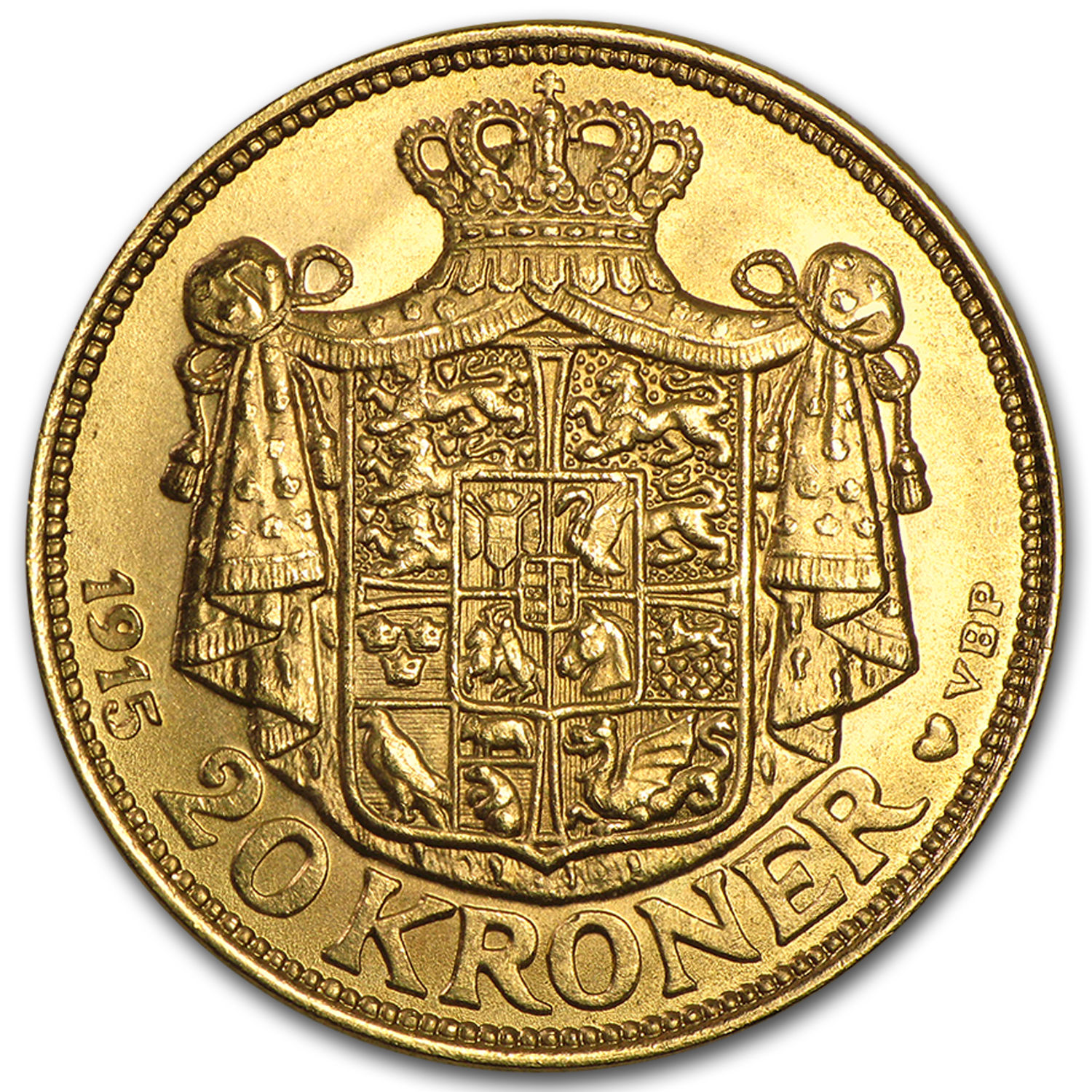 1913-1917 Denmark Gold 20 Kroner Christian X BU - SKU #90044