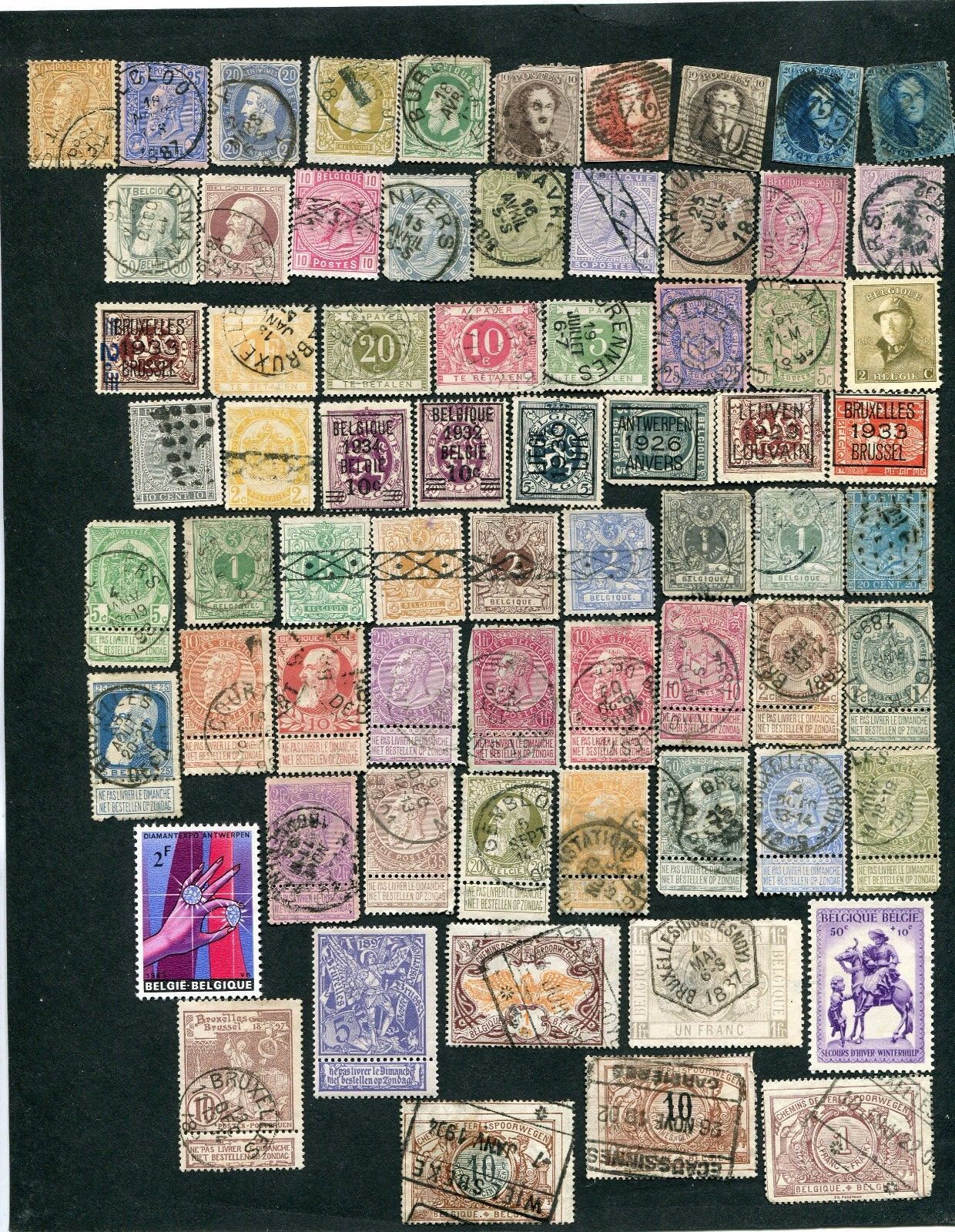 Belgium:  Lot of 85 used stamps.  SCV: $315.50.