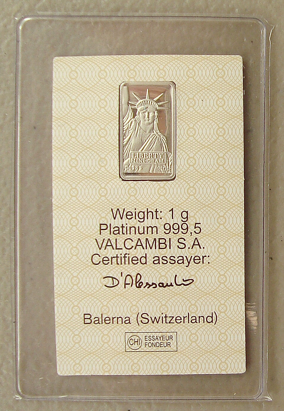 ~ Credit Suisse 1 Gram .9995 Platinum Bullion Bar ~