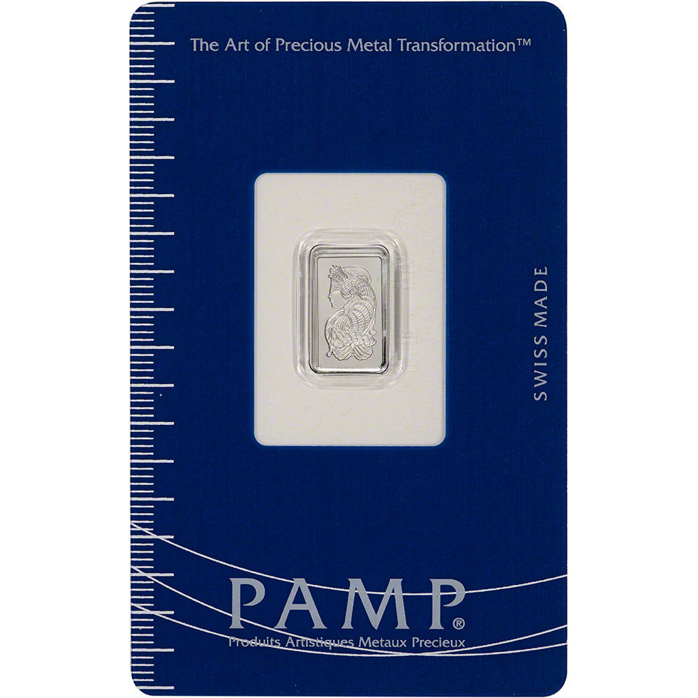 1 gram Platinum Bar - PAMP Suisse - Fortuna - 999.5 Fine in Sealed Assay