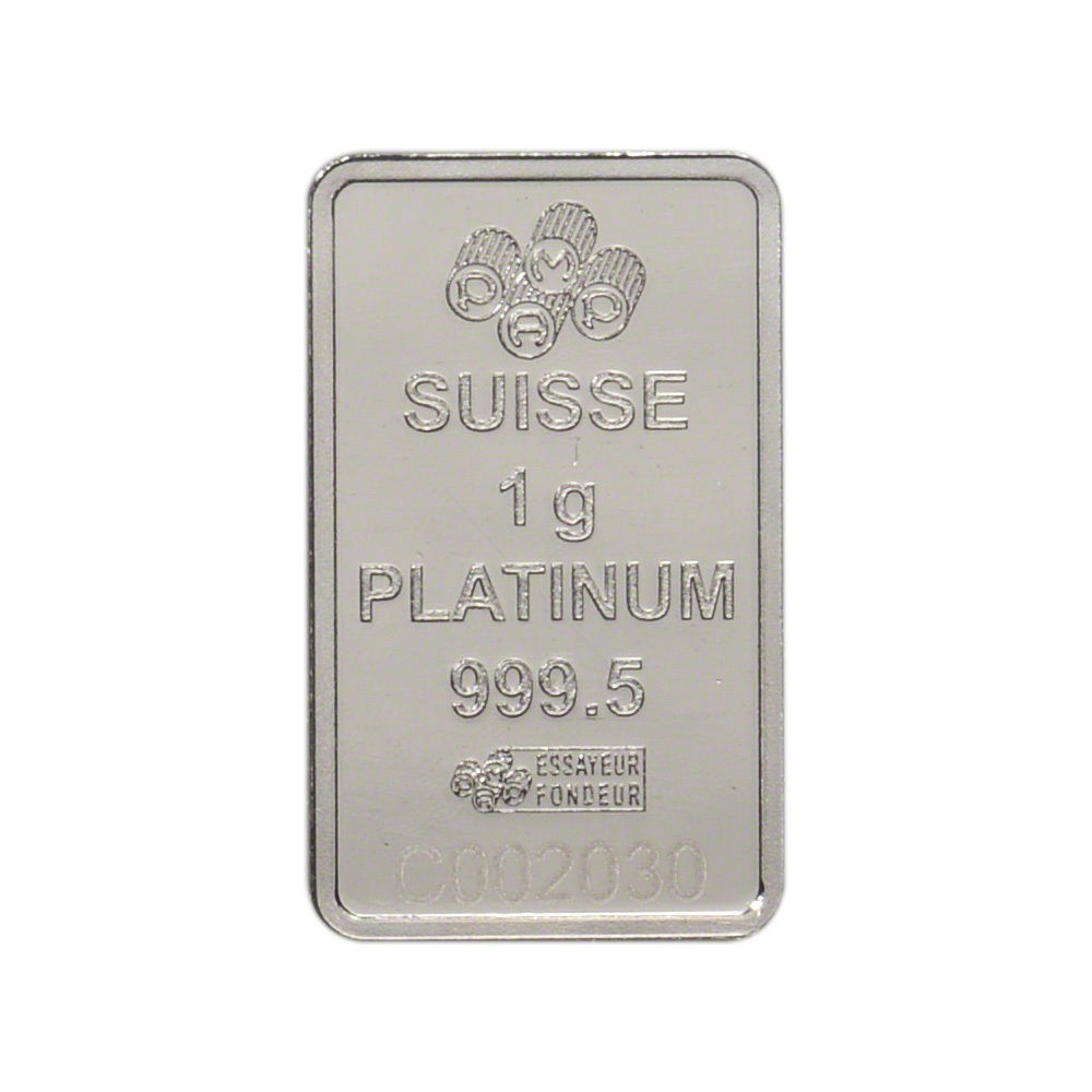 1 gram Platinum Bar - PAMP Suisse - Fortuna - 999.5 Fine in Sealed Assay