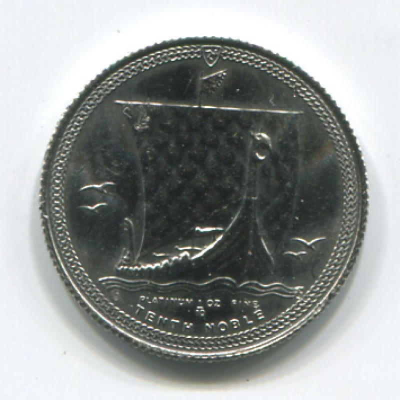 1985 Isle of Man 1/10th Noble. Platinum. Queen Elizabeth II.