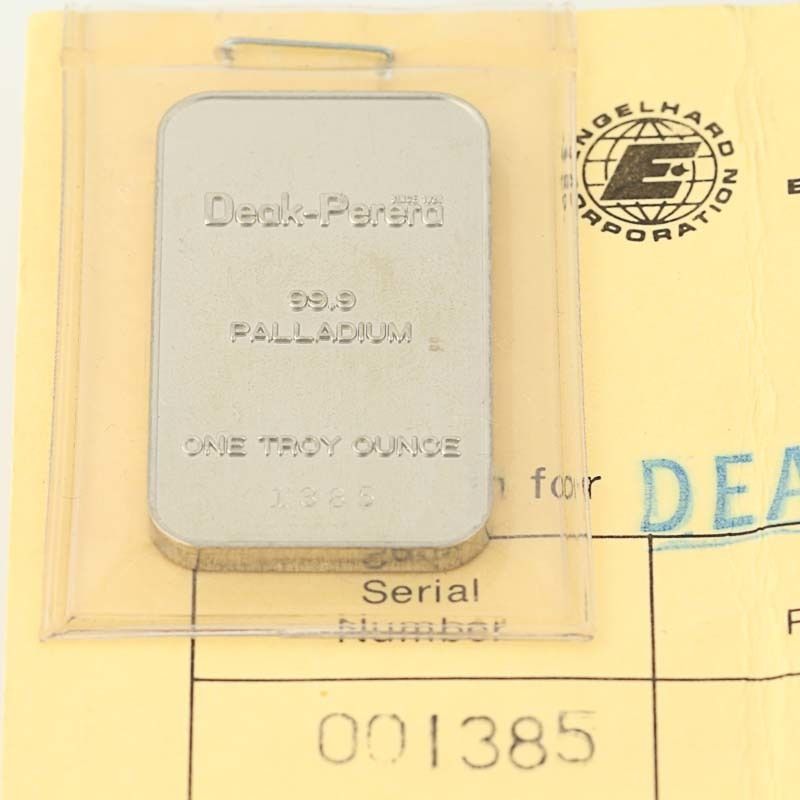 Engelhard Deak-Perera Palladium Bar - .999 Palladium 1 Troy Ounce