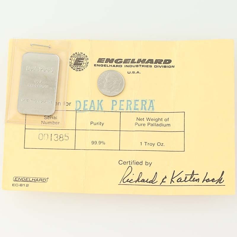 Engelhard Deak-Perera Palladium Bar - .999 Palladium 1 Troy Ounce