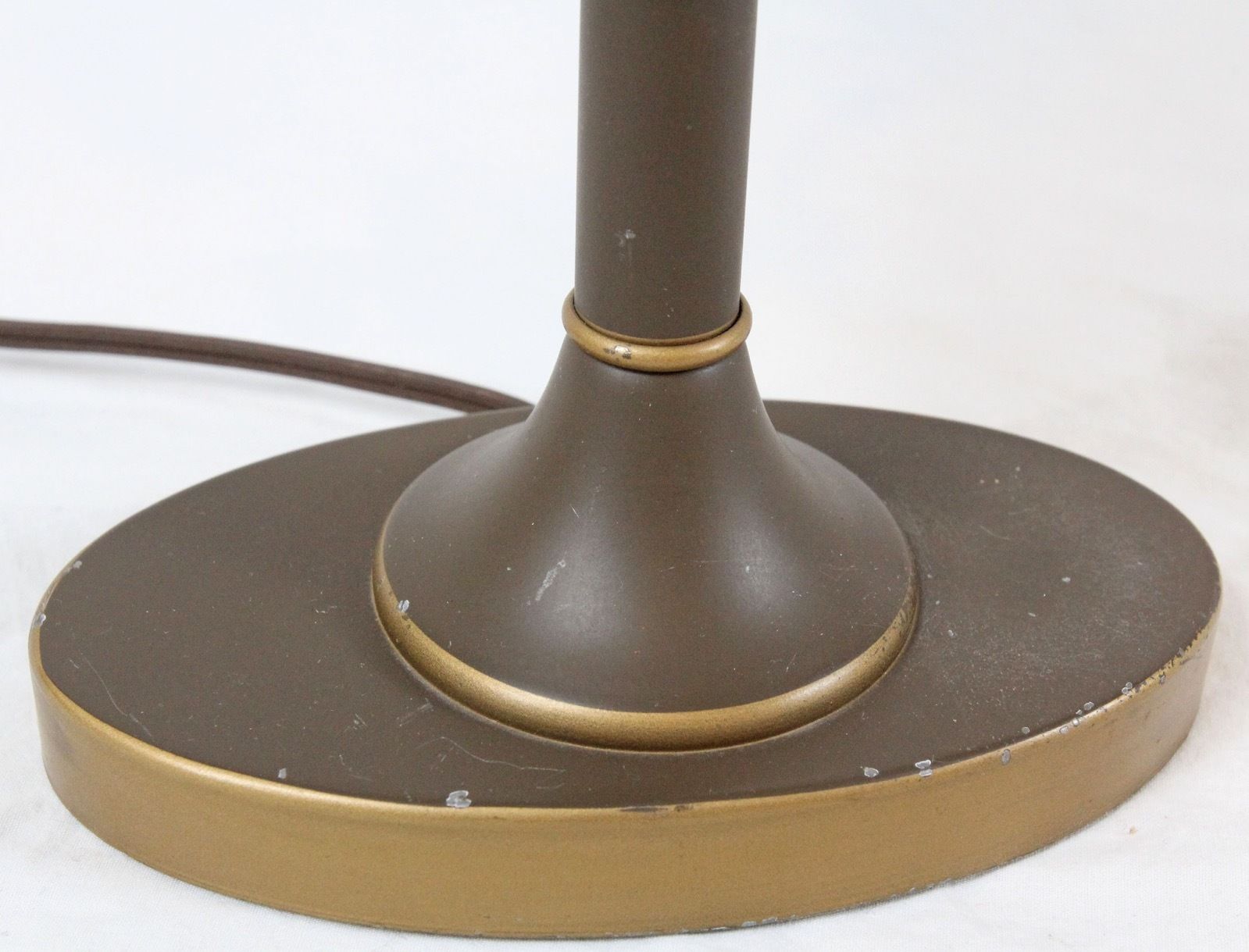 Bouillotte Tole Double Candlestick Table Lamp Vintage Painted Metal Shade Brown