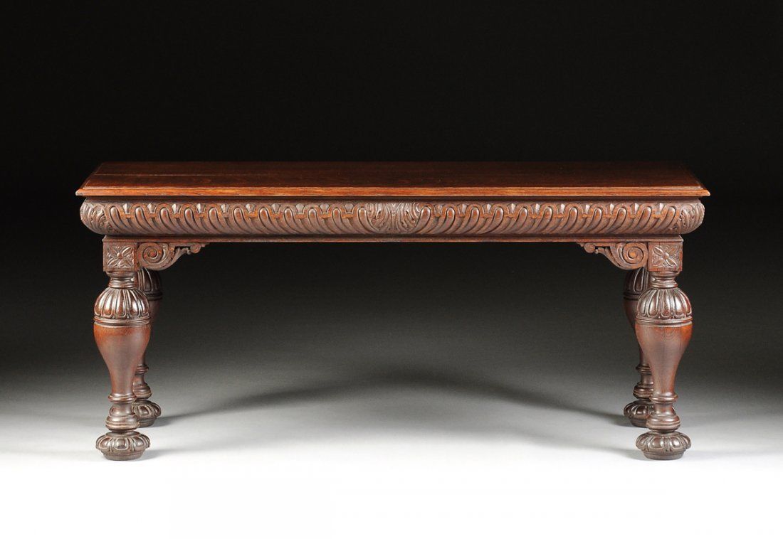 A VICTORIAN BAROQUE STYLE CARVED OAK CENTER / ENTRY TABLE 19th century ( 1800s )