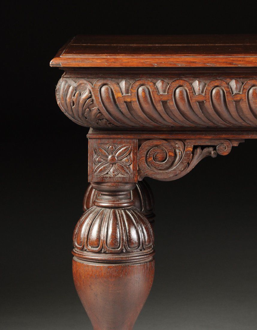 A VICTORIAN BAROQUE STYLE CARVED OAK CENTER / ENTRY TABLE 19th century ( 1800s )