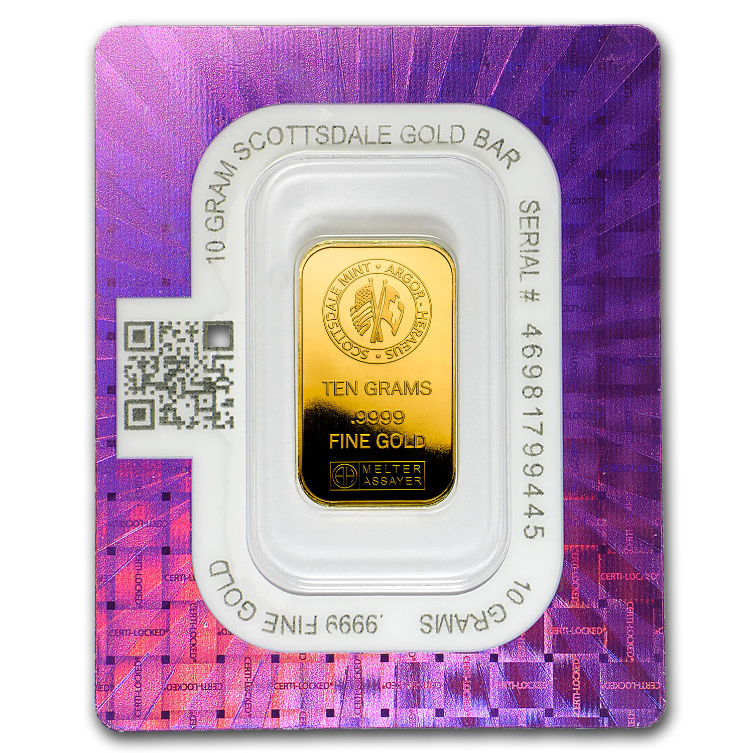 10 gram Gold Bar - Scottsdale Mint (In Certi-Lock® Assay) - SKU #97643