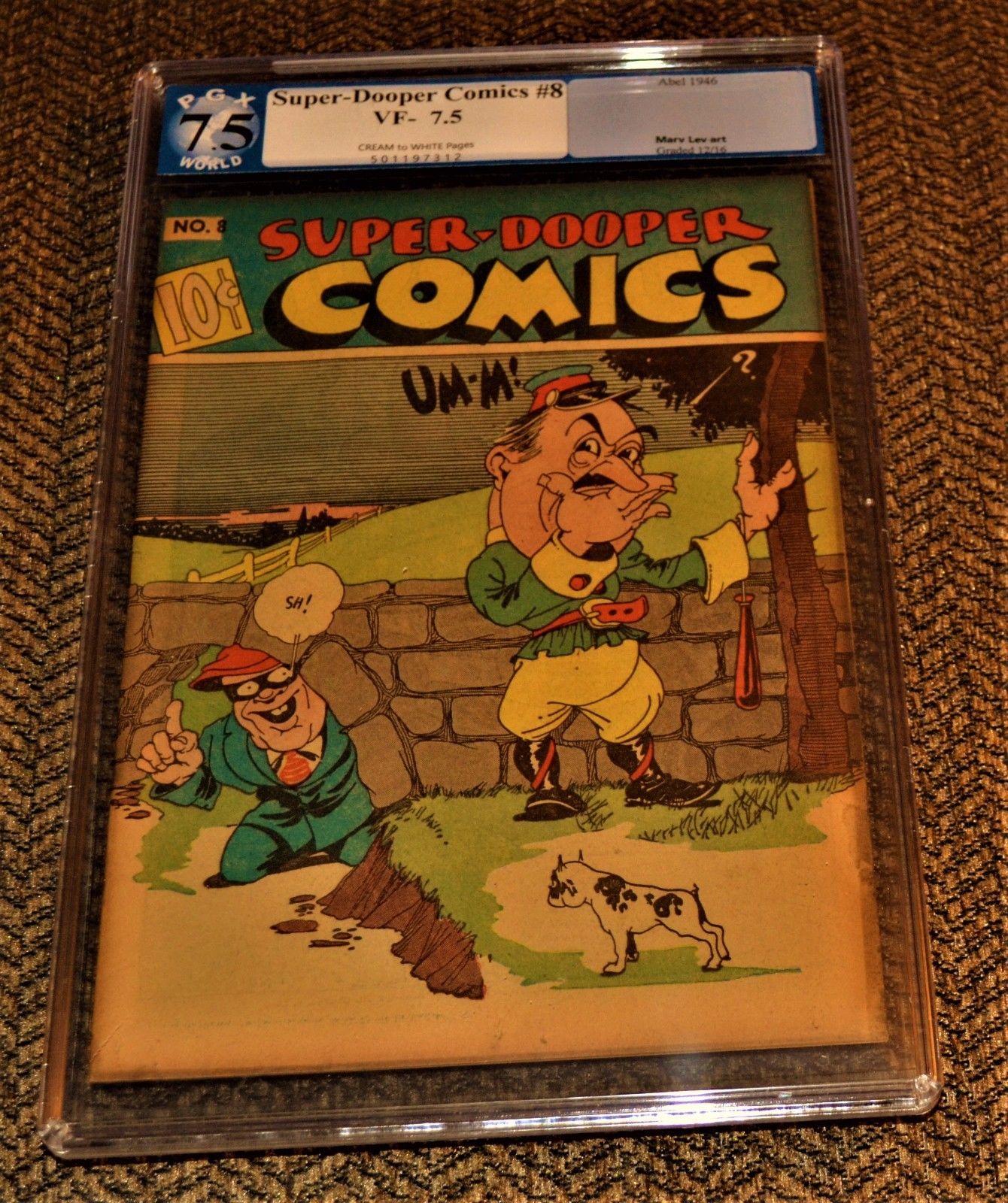 Super-Dooper #8 VF- 7.5 PGX Not CGC 1946 Able Golden Age Comic Book Hitler N